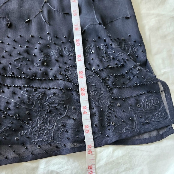 Cleo black Sheer beaded blouse, Bohemian beaded blouse, Size M - Picture 14 of 15